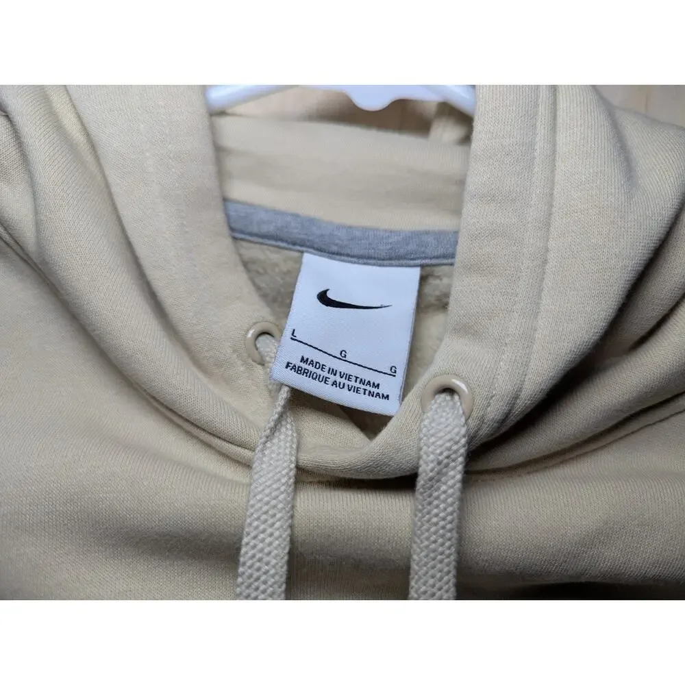 Nike Men's Large Stanford Cardinal Pullover Hoodie Cream Beige Sweatshirt Logo